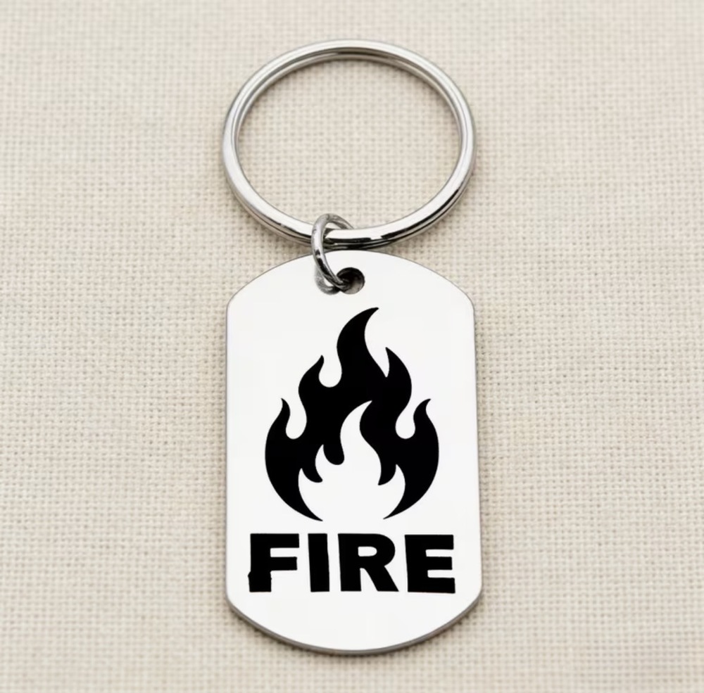 3/$25 Fire Symbol Stainless Steel Keychain NEW
